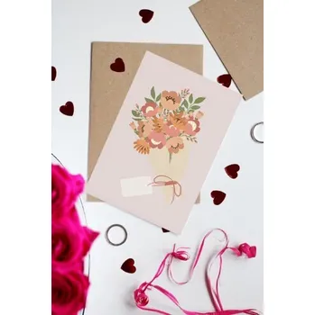 Pohlednice - Kytice (růžová) - SEIK