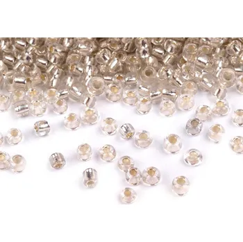 Rokajl 8/0 - 3 mm s průtahem, velké, 21 stříbrná světlá