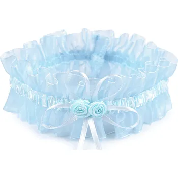 Podvazkový pás Svatební podvazek krajkový, malé, 3 (4,5 cm) modrá pomněnková