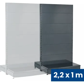 B2B Partner Prodejní regál oboustranný, plné stěny, 2200 x 1000 x 900 mm, přídavný, antracit
