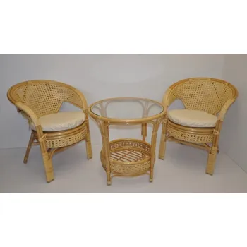 Zahradní sestava Ratanová sedací souprava Kina medová polstr béžový melír