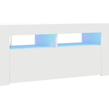 Televizní stolek TV stolek s RGB LED osvětlením, bílý, 90x35x40 cm