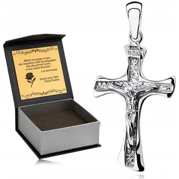 Přívěsek ELEGANTNÍ STŘÍBRNÝ VELKÝ PÁNSKÝ KŘÍŽ ZE STŘÍBRO 925 + S GRAVÍROVÁNÍM KRABIČKA