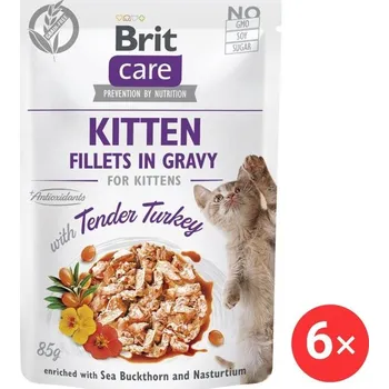 Krmivo pro kočku Brit Care Cat Kitten Fillets in Gravy w/Tender Turkey 6 × 85 g