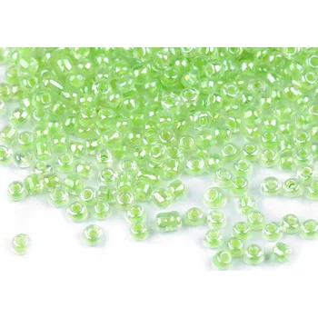 Dětské navlékací korálky Rokajl 8/0 - 3 mm s průtahem, zářivé barvy, malé, 2214 zelená sv.