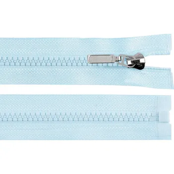 Zip Kostěný zip No 5 délka 50 cm s ozdobným jezdcem, malé, 183 modrá ledová