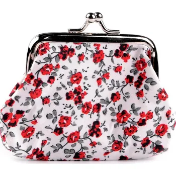 Malá peněženka / mincovka květy, textilní, velké, 4 červená