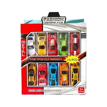 autíčko Sada aut 7cm kov volný chod 10ks