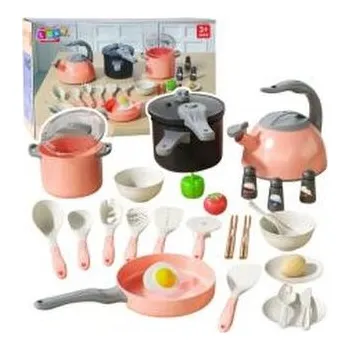 Dětská kuchyňka Zestaw kuchenny do gotowania jedzenie różowe 32el