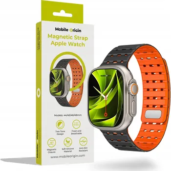 Řemínek na hodinky Mobile Origin Magnetic Strap, black/orange -AW Ultra 2/1(49mm)9/8/7(45mm)/6