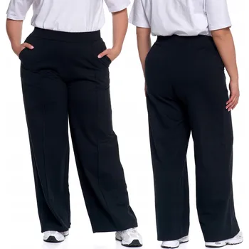 Dámské kalhoty Dámské kalhoty Moraj teplákové elegantní široké nohavice vysoký pas XL