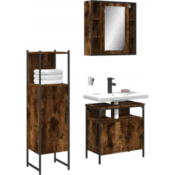 Koupelnový nábytek 3dílná sada koupelnových skříněk, kouřový dub