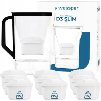 Filtrace vody Filtrační konvice Wessper D3 SLIM 2,7 l černá + 10 x filtr