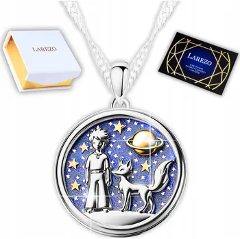 Náhrdelník Stříbrný náhrdelník 925 Malý princ s liškou a hvězdičkami - Nejlepší přátelé