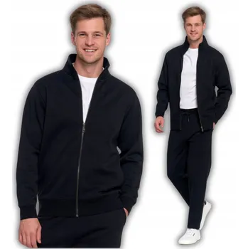 Pánská mikina PÁNSKÁ MIKINA NA ZIP SE STOJÁČKEM MÓDNÍ BAVLNĚNÁ ČERNÁ MORAJ POHODLNÁ XXL