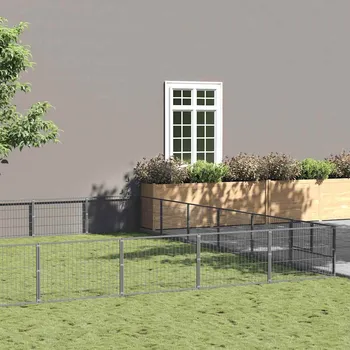 ohrádka pro psa zahrada-XL Psí kotec stříbrný 60 m² ocel 3082178