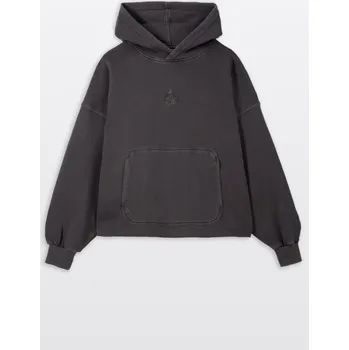 Dívčí mikina Reporter Young | Dívčí hnědá BOXY mikina s kapucí a minimalistickou výšivkou listu ginkgo - Barva HNĚDÁ, Velikost 140/146 261-0551G-03-720-1