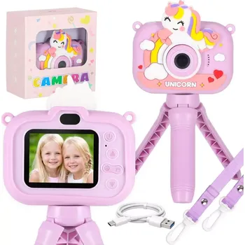 Digitální kompakt Dětský digitální fotoaparát s trojnožkou UNICORN – fialový