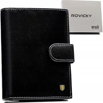 Peněženka Muž peněženka Rovicky z přírodní kůže, černá N575L-RVT BLACK