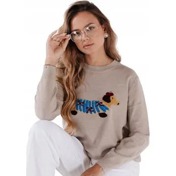 Dámský svetr DStreet dámský béžový svetr rovného střihu do pasu, velikost M/L