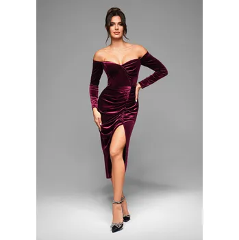 Dámské šaty Edoti Dámské společenské šaty Snuhell bordó M
