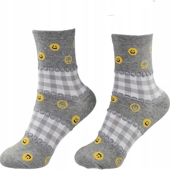 Dámské ponožky Dámské dlouhé šedé Ponožky se smajlíky a Smajlíci 36-40