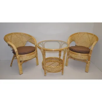 Zahradní sestava Ratanová sedací souprava Kina medová polstr hnědý melír