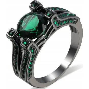 Prsten Prstýnek se Smaragdem Briliant Černý Smaragdy Ocel Chirurgická