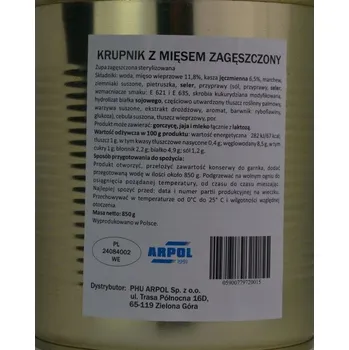 Hotové jídlo Krupicová polévka s masem Arpol 850 g Vojenská konzerva