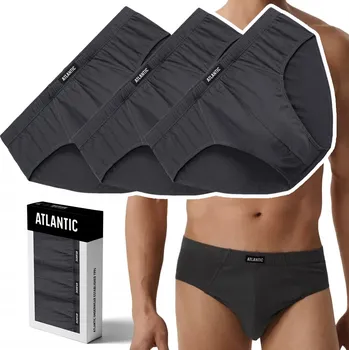 Slipy ATLANTIC 3BMP-006 Klasické pánské slipy slipy 100% BAVLNA grafit - XXL