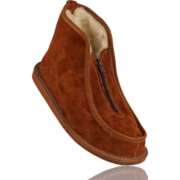 Pánské pantofle Tatrzanki Pánské Teplé Bačkory Valenky Zateplené Vlnou Semišová Kůže Velikost 48 Hnědá