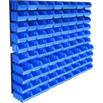 Skříňka na nářadí zahrada-XL 96dílná sada skladovacích zásobníků s nástěnnými díly modrá 146282