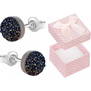 Náušnice Stříbrné Náušnice Kola Drůzy Naprášené Titanem Modré Šroubky Kolečka 6mm