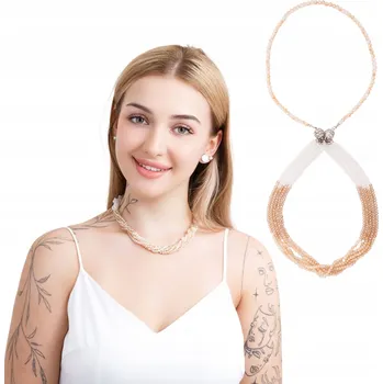 Náhrdelník Náhrdelník 2v1 z korálků bílo-šampaňský – noste dohromady nebo zvlášť