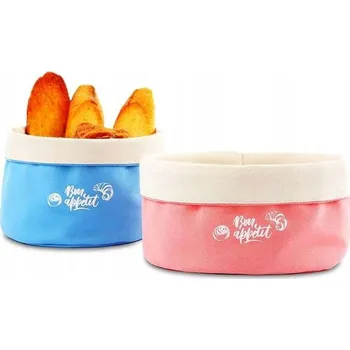 chlebník Bavlněný košík na pečivo kulatý Sada 2 ks Ø 23 a 20 cm