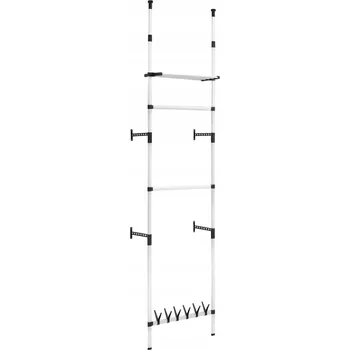 Věšák Teleskopický věšák na oblečení stříbrno-černý 65 x 40 x 250-300 cm