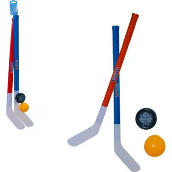 Hokejka Hokejka pozemní 2ks plast 72cm + florbalový míček +plastový puk v síťce