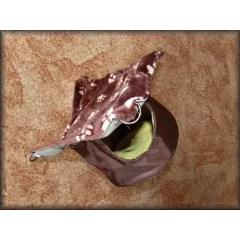 pelíšek pro malé zvíře Válcový DOMEK s HAMAKOU hnědý + hnědá, tlapky