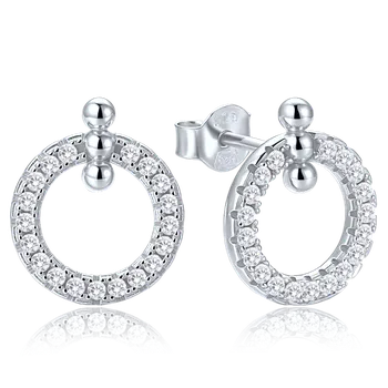 Souprava šperků MINET Elegantní stříbrné náušnice kroužky se zirkony