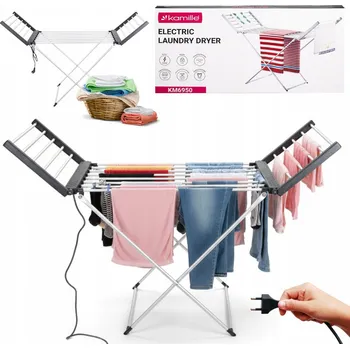 Sušák na prádlo SUŠÁK NA PRÁDLO ELEKTRICKÝ Skládací Hliníkový 220W KAMILLE