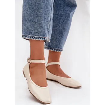 Dámské baleríny Dámské baleríny s páskem a sponou béžové Janelor 37