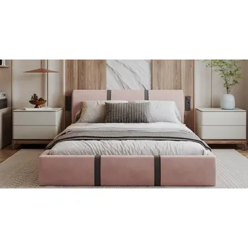 Postel Čalouněná postel PLATINUM růžová bílá 180x200 Trinity s dřevěným roštem