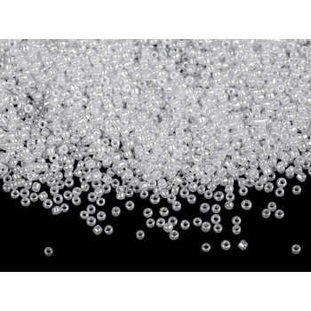 Dětské navlékací korálky Rokajl 15/0 - 1,5 mm perleťový, neprůhledný, velké, M334 bílá