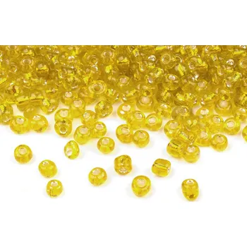 Dětské navlékací korálky Rokajl 8/0 - 3 mm s průtahem, střední, 30 žlutá narcisová
