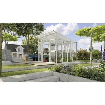 Skleník Vitavia Aphrodite 7800 kombinace skla a polykarbonátu 275 x 270 cm bílý