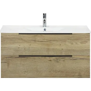 Koupelnový nábytek Koupelnová skříňka s umyvadlem Sanox Seville 100 cm dub přírodní
