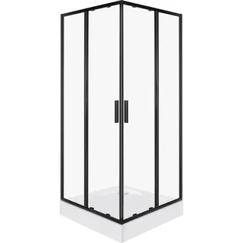 Novoterm Čtvercový sprchový kout NV-Solid SQ BL 80, černý/transparent - bez vaničky