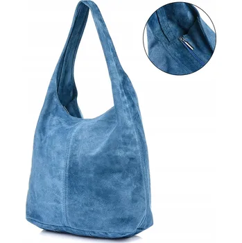 Kabelka Beltimore modrá kožená kabelka typu vak z pravé kůže