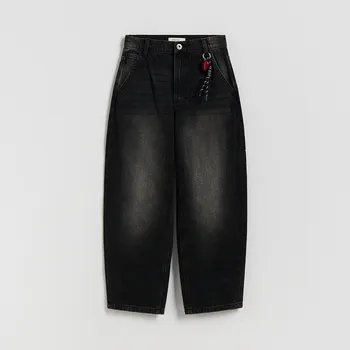 Dětská móda Reserved - Skater džíny s přívěskem - černý - 294HN-99J - 294HN-99J-134