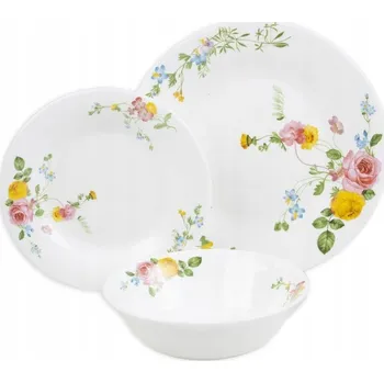 Talíř Kompletní sada jídelní servis talíře 18 ks pro 6 osob, vzor květiny